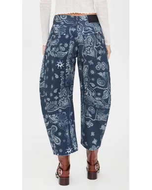 Free People Good Luck プリント バレルジーンズ ネイビー バンダナ - サムネイル3