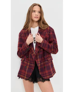 Free People Dean ダブルブレストブレザー プラムコンボ - サムネイル2