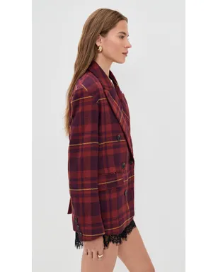 Free People Dean ダブルブレストブレザー プラムコンボ - サムネイル4