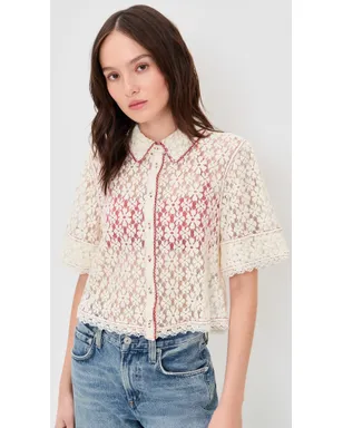 Free People マニー レース ボタンダウン シャツ - サムネイル2