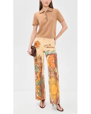 Free People プリントストレートジーンズ Beach Scene - サムネイル5