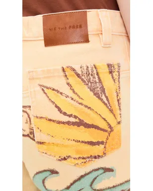 Free People プリントストレートジーンズ Beach Scene - サムネイル6