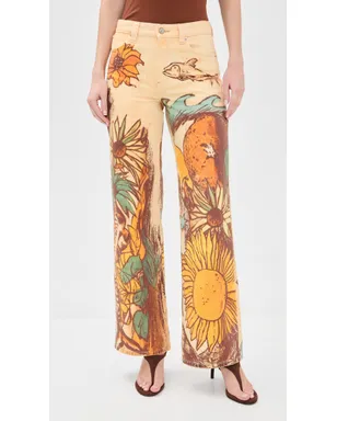 Free People プリントストレートジーンズ Beach Scene - サムネイル2