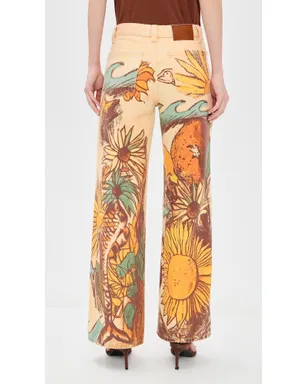 Free People プリントストレートジーンズ Beach Scene - サムネイル3