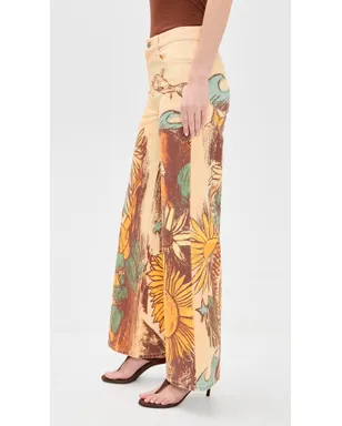 Free People プリントストレートジーンズ Beach Scene - サムネイル4