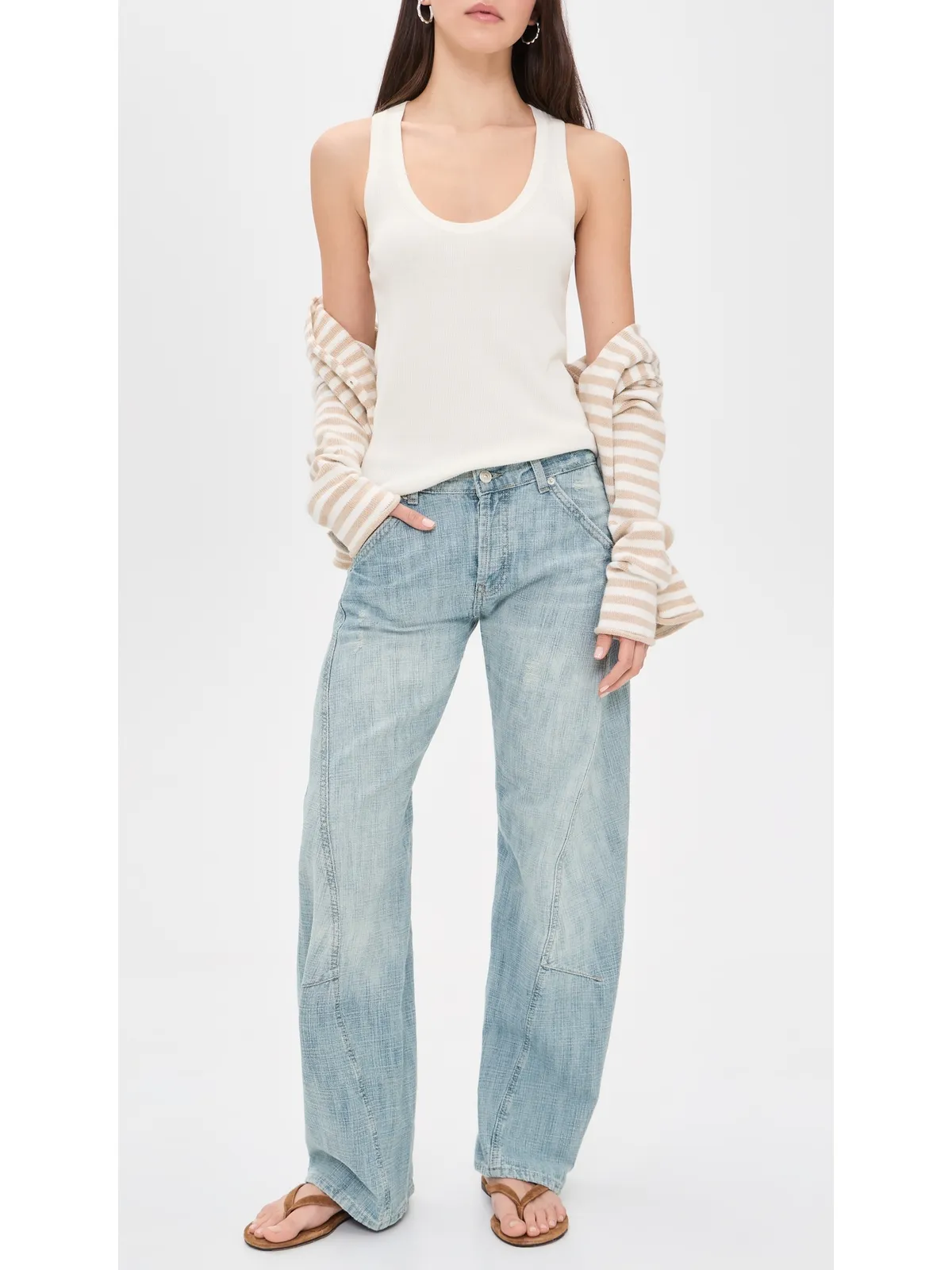 Free People ハイランド ローライズ ボウド ジーンズ アートスクール - 画像5