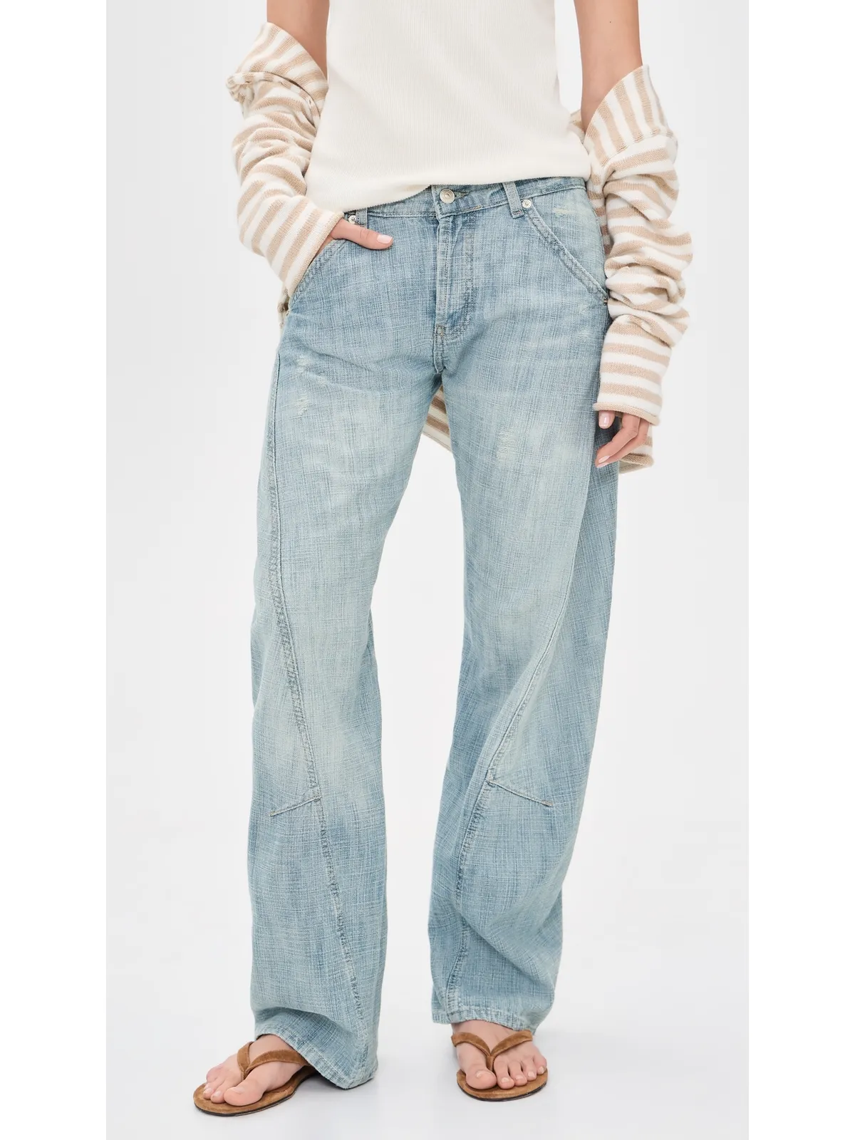 Free People ハイランド ローライズ ボウド ジーンズ アートスクール - 画像2