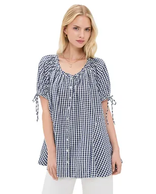 Free People ファーリ― ギンガム チュニック ネイビー コンボ - サムネイル1