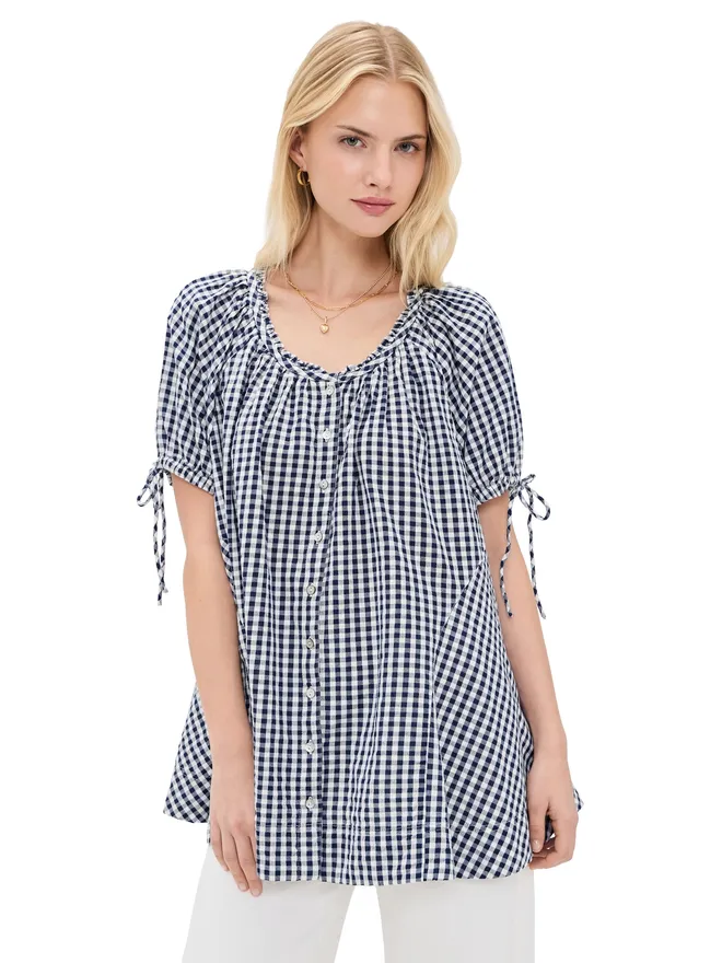 Free People Free People ファーリ― ギンガム チュニック ネイビー コンボの商品画像