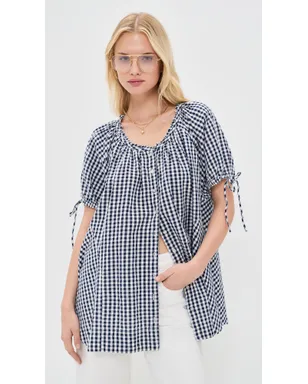 Free People ファーリ― ギンガム チュニック ネイビー コンボ - サムネイル2