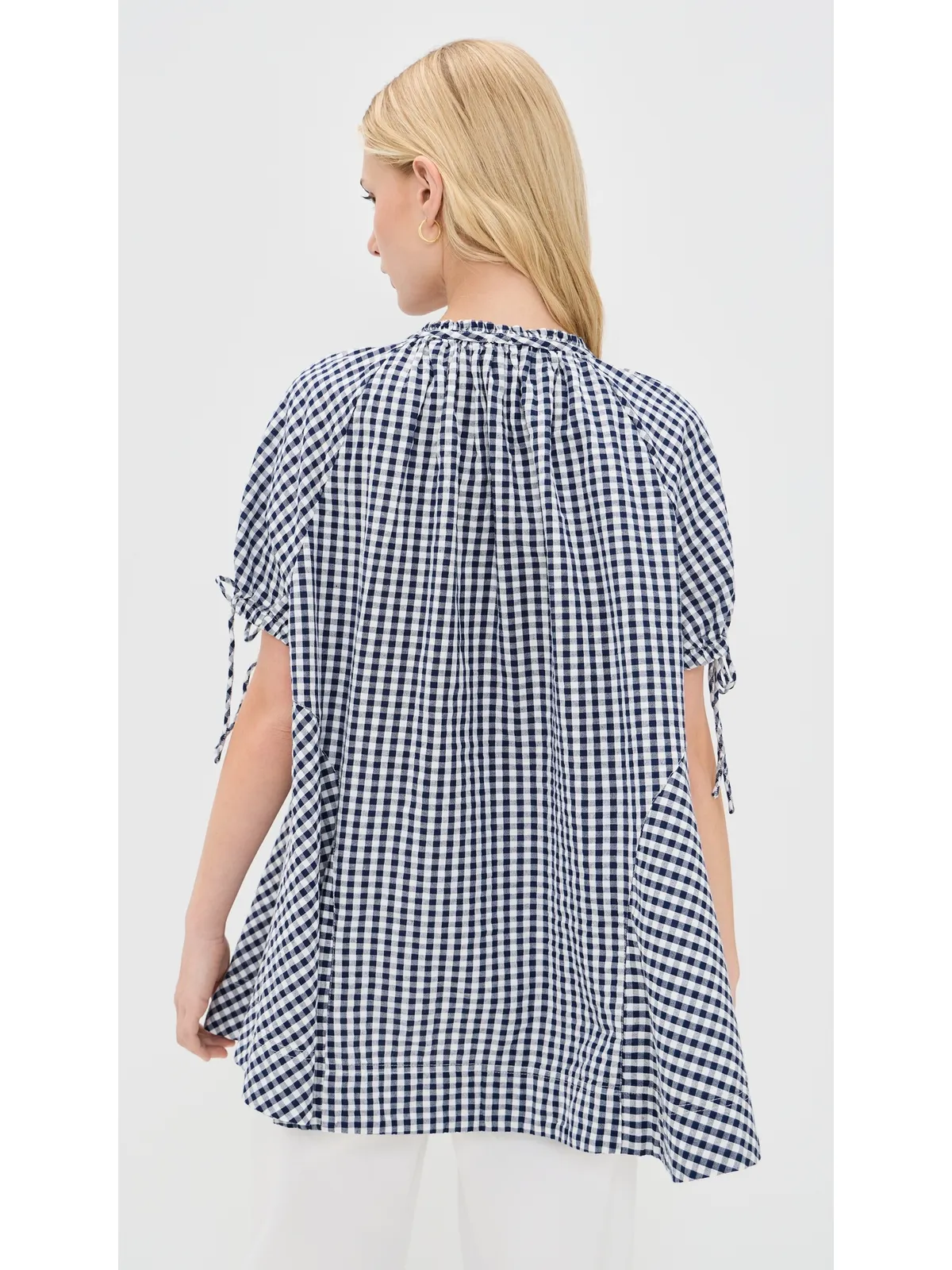 Free People ファーリ― ギンガム チュニック ネイビー コンボ - 画像3