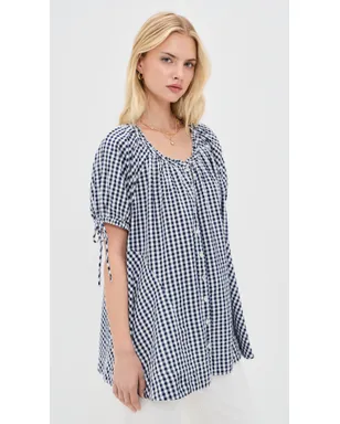 Free People ファーリ― ギンガム チュニック ネイビー コンボ - サムネイル4