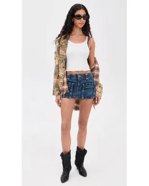 Free People ヘラ スタッズ付きデニムミニスカート - サムネイル5