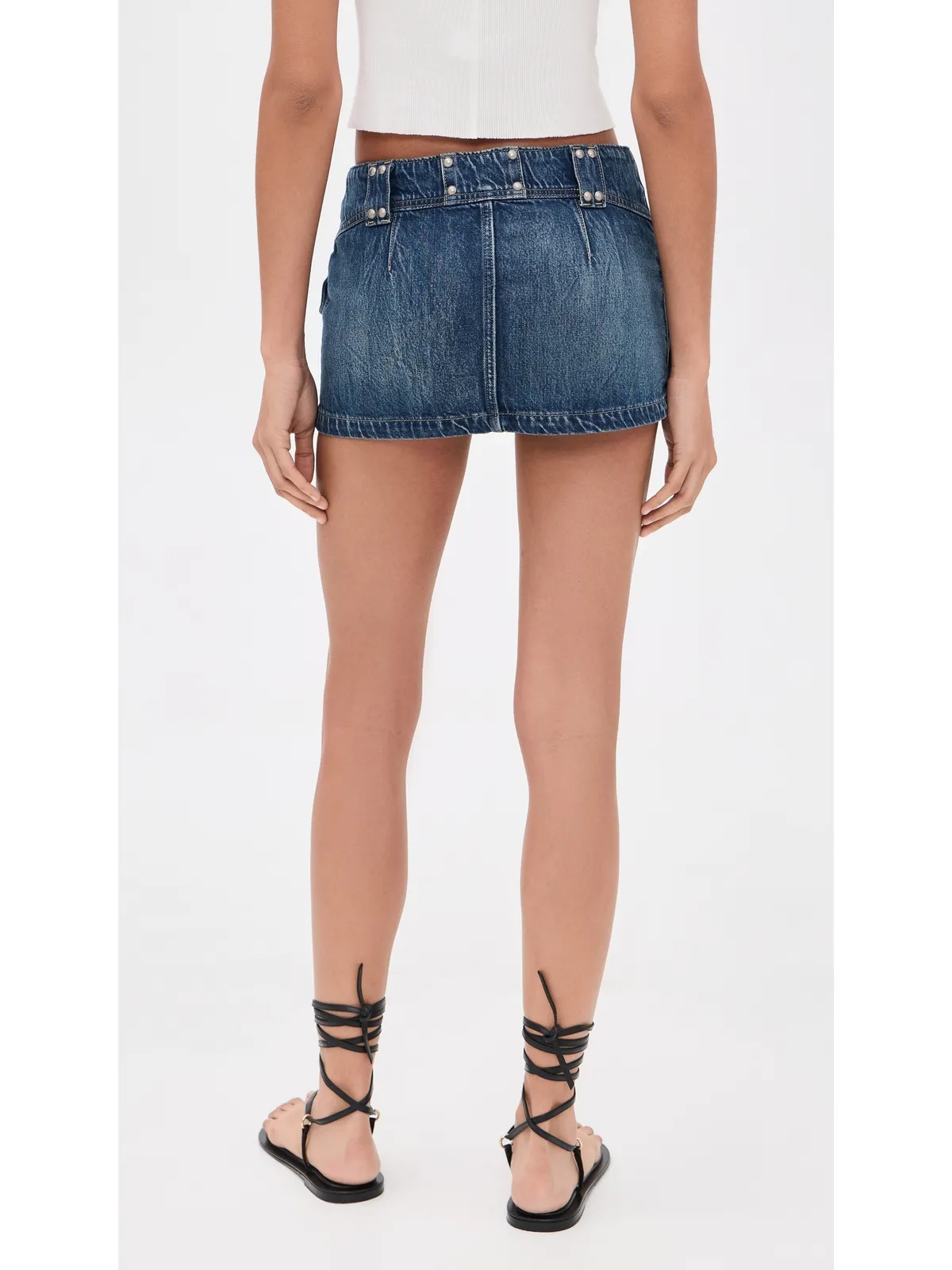 Free People ヘラ スタッズ付きデニムミニスカート - 画像3