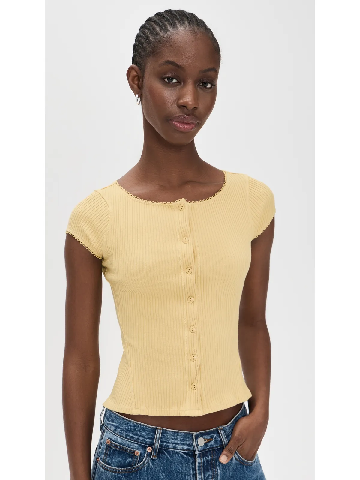 Free People Most Wanted Cardigan Yellow - 画像2