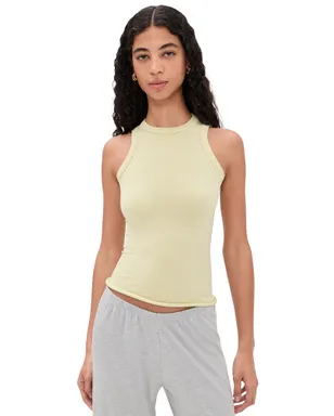 Free People ストライプ柄ソフトシームレスタンクトップ バターイエローコンボ - サムネイル1