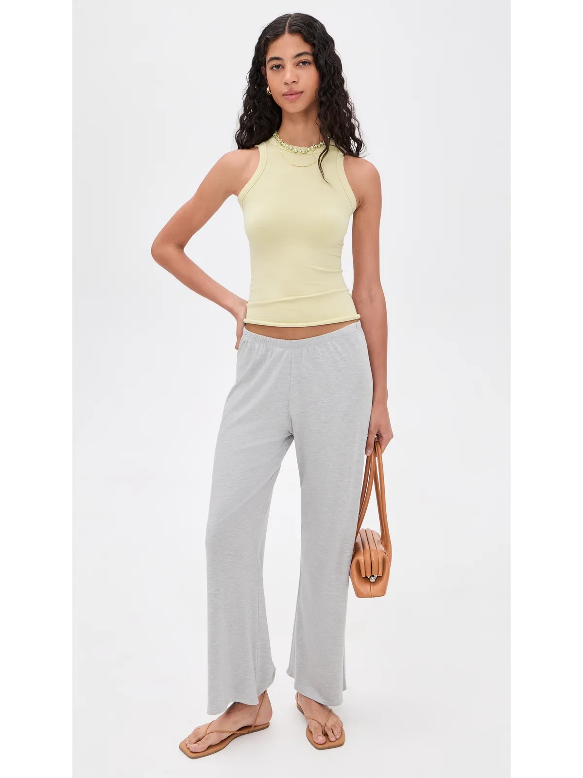 Free People ストライプ柄ソフトシームレスタンクトップ バターイエローコンボ - 画像5
