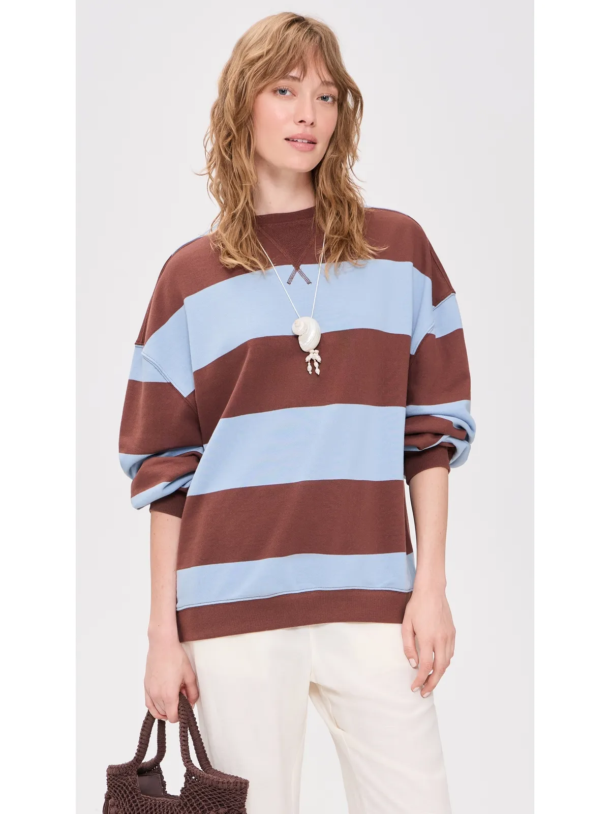 Free People クラシックストライプ プルオーバー ペリウィンクル コンボ - 画像2