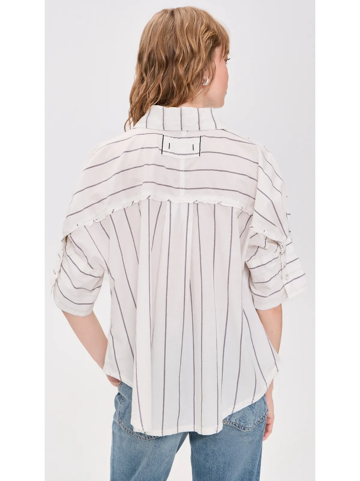 Free People セサイドストライプ ボタンダウンシャツ アイボリーコンボ - 画像3