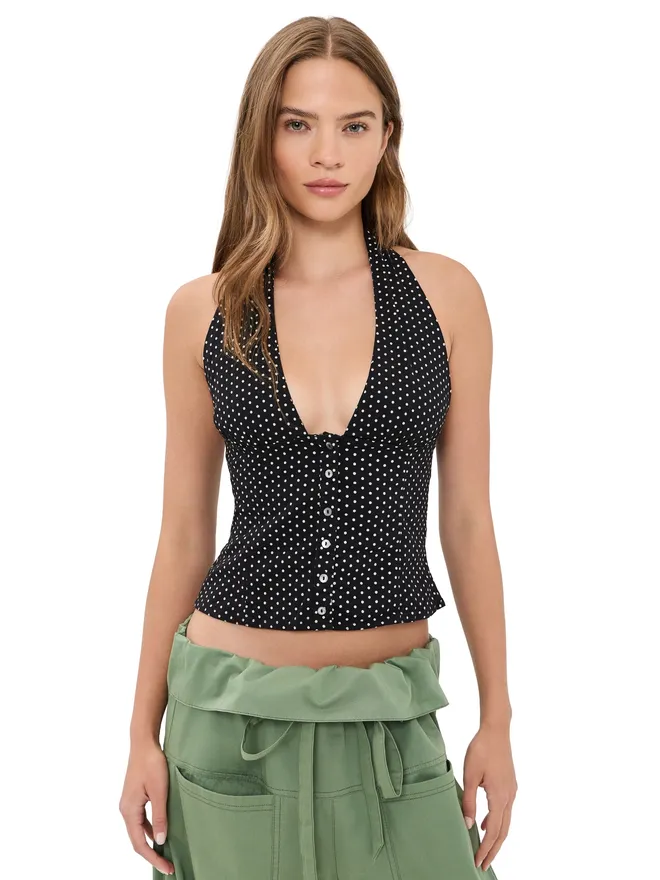 Free People Free People ラマナ プリント ハルター トップ ブラック コンボの商品画像