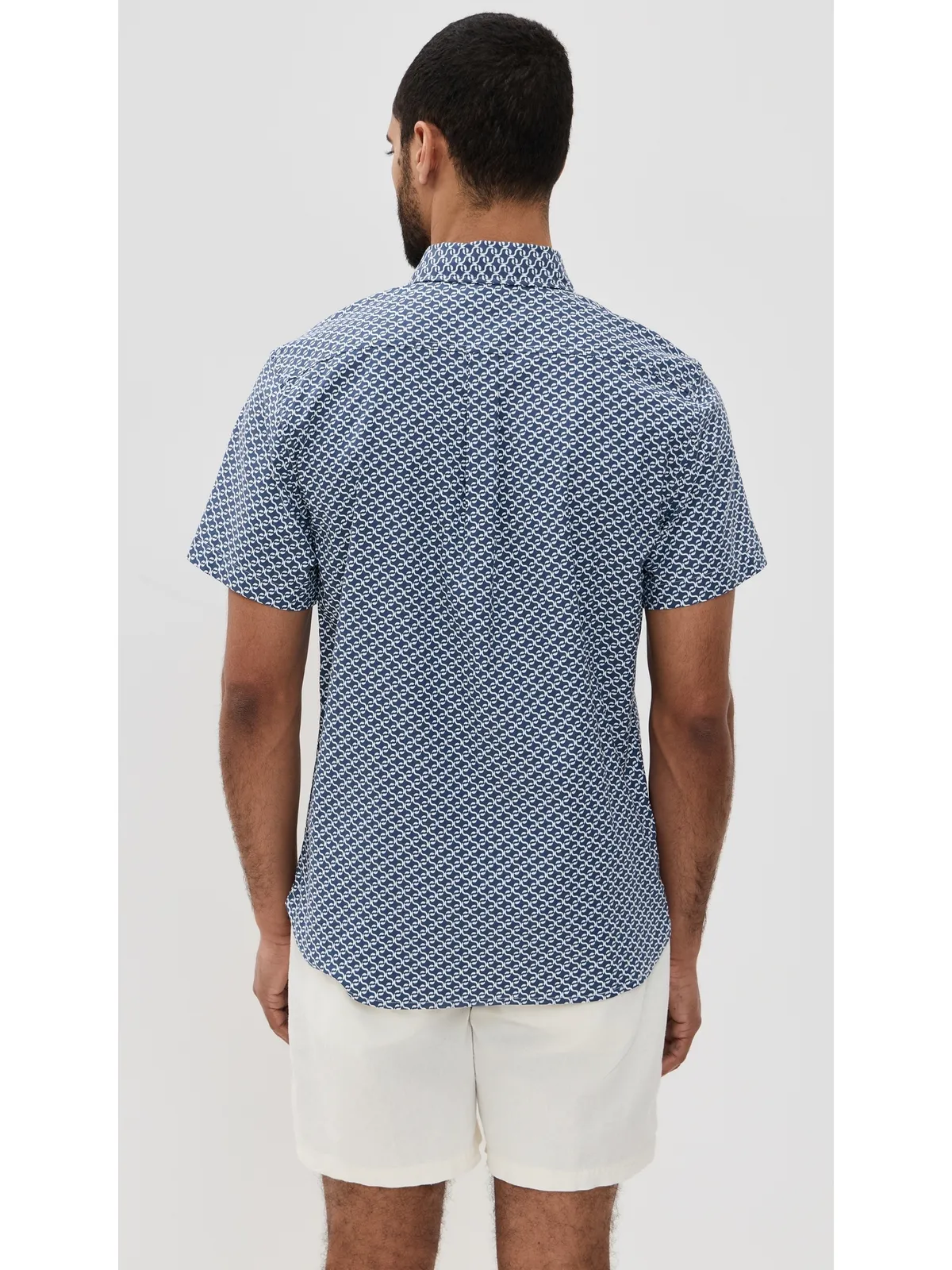 Fair Harbor ショートスリーブ ウィンドワード シャツ ネイビー Geo柄 - 画像3