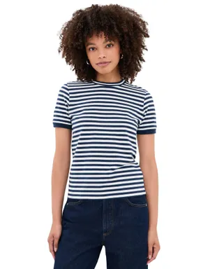 Suzie Kondi Symi クルーネックTシャツ ネイビー/アイボリーストライプ - サムネイル1