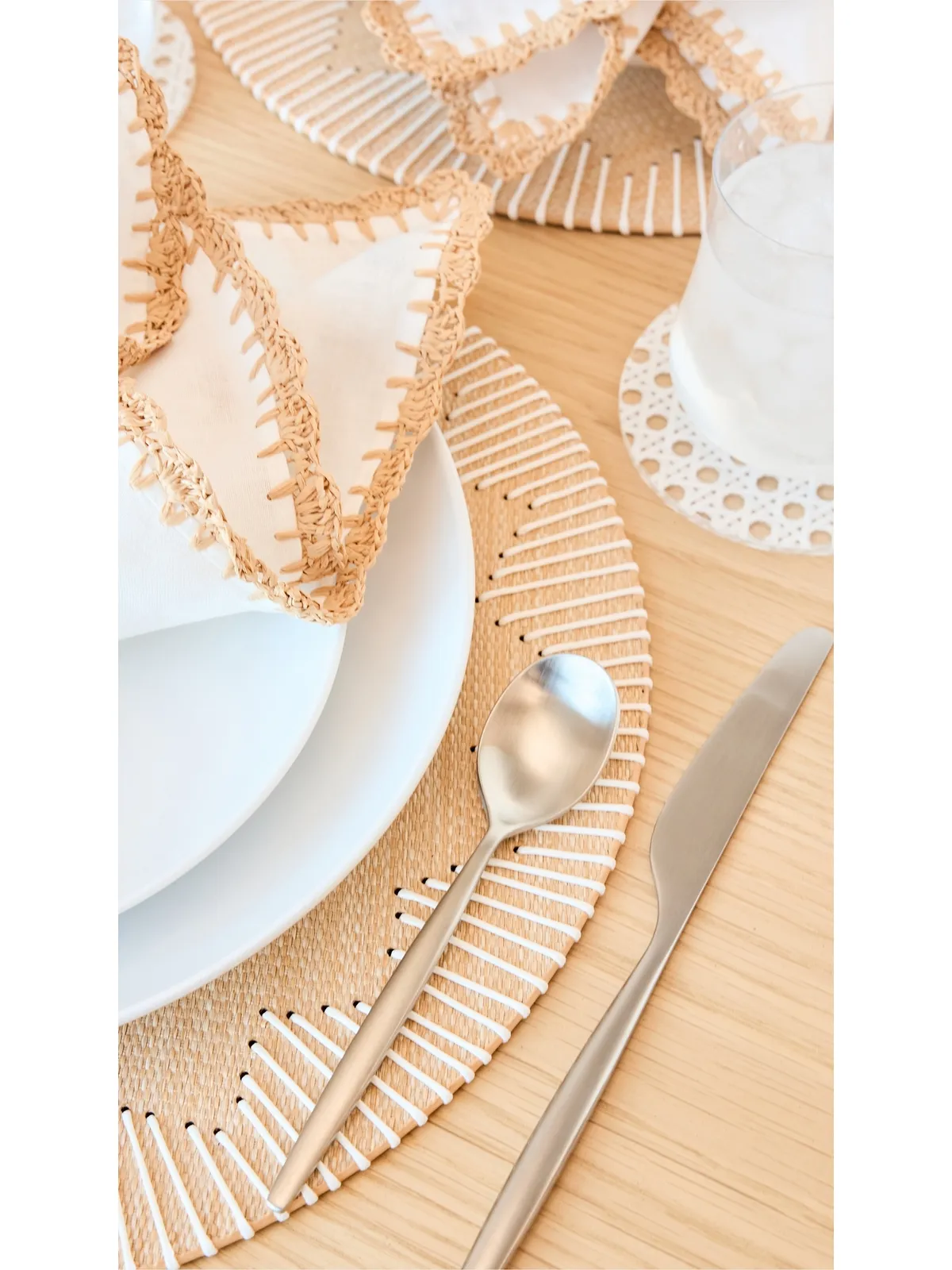 Kim Seybert Dream Weaver Placemat セット4 ナチュラル/ホワイト - 画像4