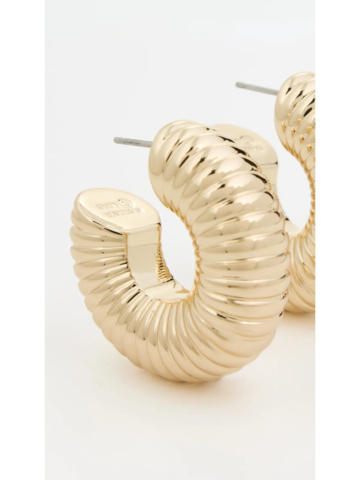 Kenneth Jay Lane ゴールド テクスチャード フープ ピアス - 画像4