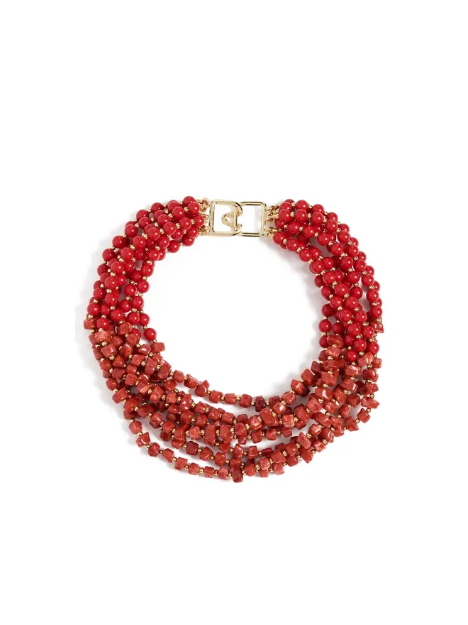 Kenneth Jay Lane Kenneth Jay Lane ダークコーラル チップ ネックレスの商品画像