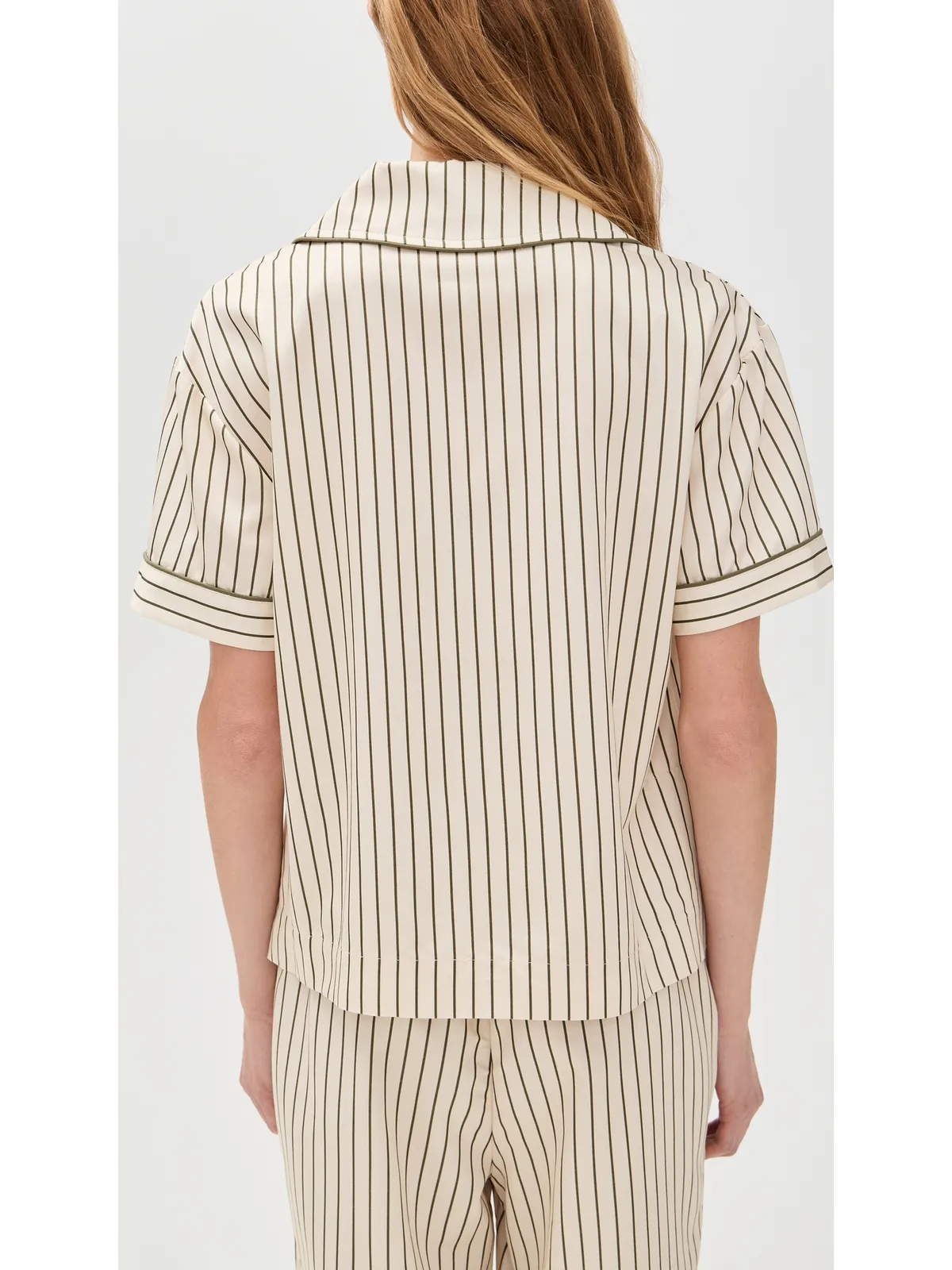 Hommey Short Sleeve Shirt Matcha Stripe - 画像3