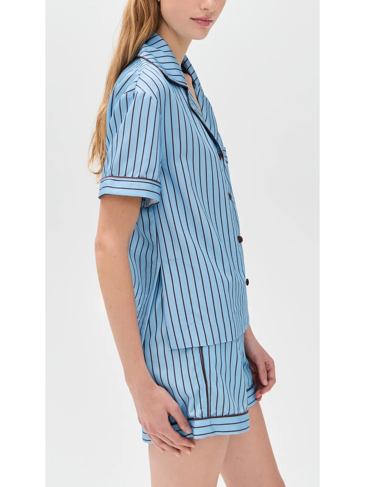 Hommey ショートスリーブスリープシャツ Ice Chocolate Stripes - 画像4