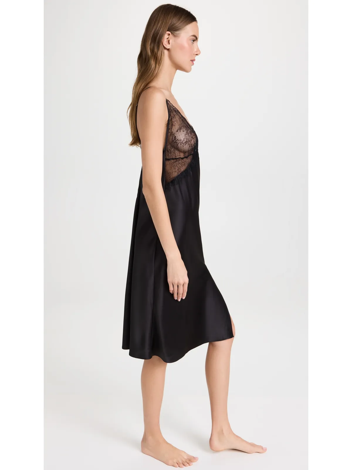 HONEYDEW 織りとレースのシミーズ ブラック - 画像4