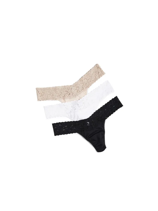 Hanky Panky Hanky Panky ローライズ コットン Tバック 3枚組 ブラック/ホワイト/チャイの商品画像