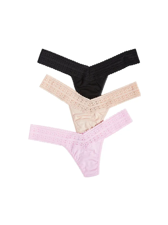 Hanky Panky Hanky Panky Dream ローライズタンガ 3枚組 コットンキャンディ/ブラック/チャイの商品画像