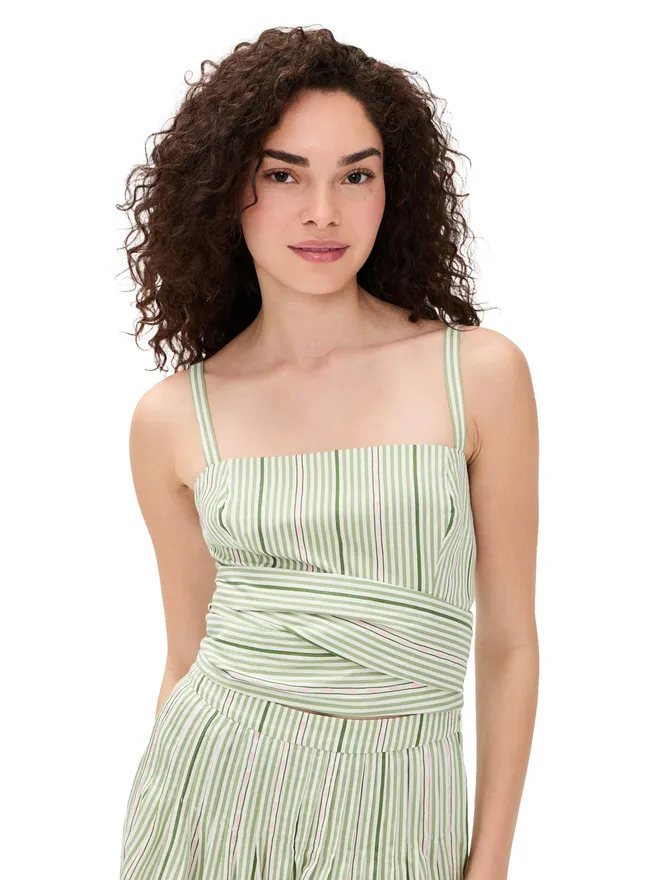 Hill House Home Hill House Home ミランダトップ グリーン ジャカード ストライプの商品画像