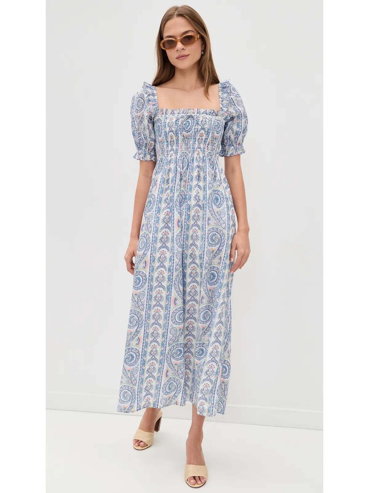 Hill House Home The Scarlett Nap Midi Dress Corsica Paisley Blue - 画像5