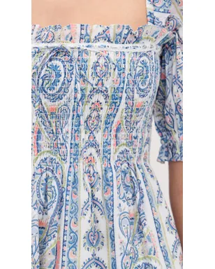 Hill House Home The Scarlett Nap Midi Dress Corsica Paisley Blue - サムネイル6