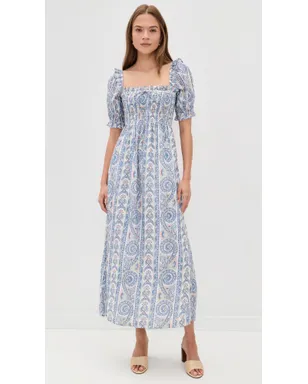 Hill House Home The Scarlett Nap Midi Dress Corsica Paisley Blue - サムネイル2