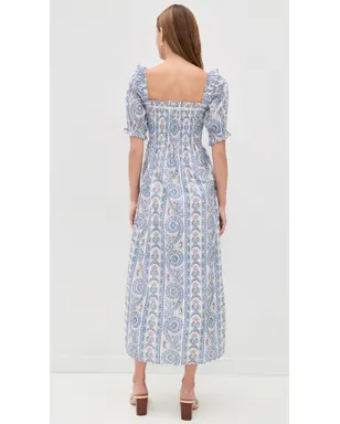 Hill House Home The Scarlett Nap Midi Dress Corsica Paisley Blue - サムネイル3