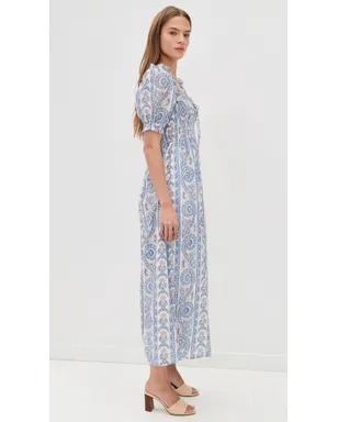 Hill House Home The Scarlett Nap Midi Dress Corsica Paisley Blue - サムネイル4