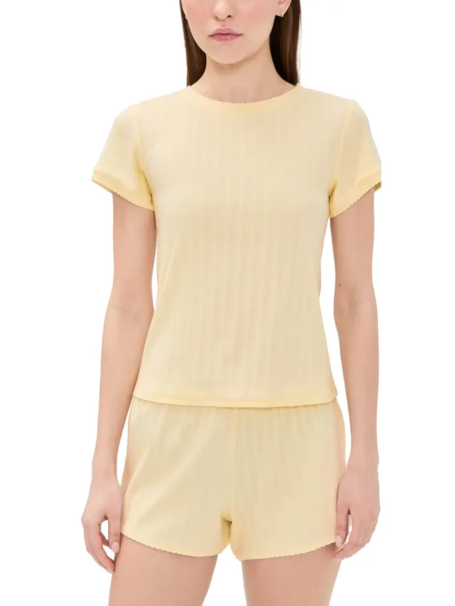 Hill House Home Hill House Home The Coco Pointelle Pajama Set Butter Yellowの商品画像