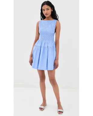 Hill House Home Cosima スモックミニドレス ブルーストライプ - サムネイル5