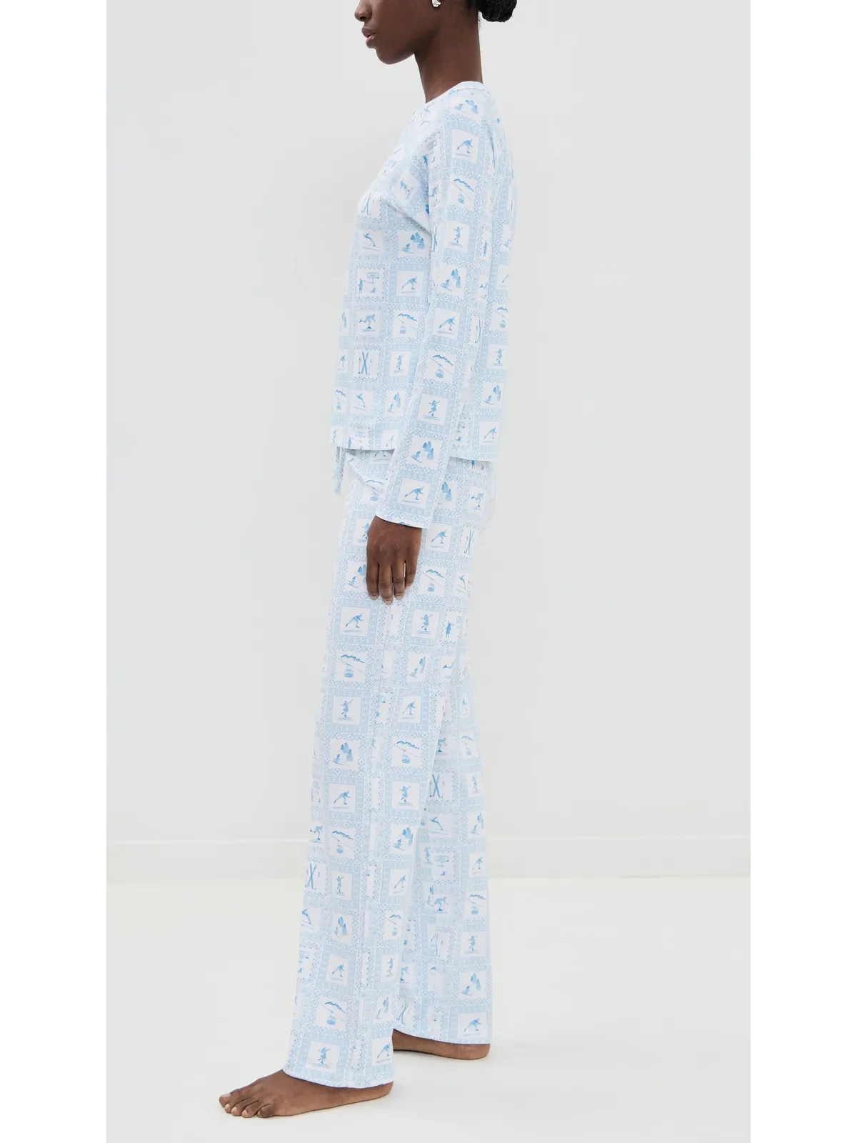 Hill House Home オリビア パンツ パジャマセット ブルー・スキー柄 Toile - 画像4