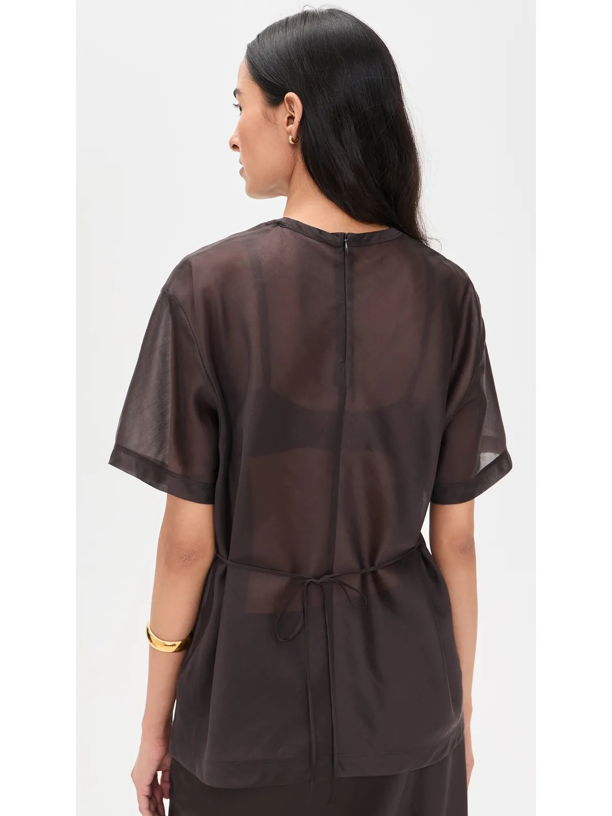 Helmut Lang シアーリラックスエアリーティー ブラウン - 画像3