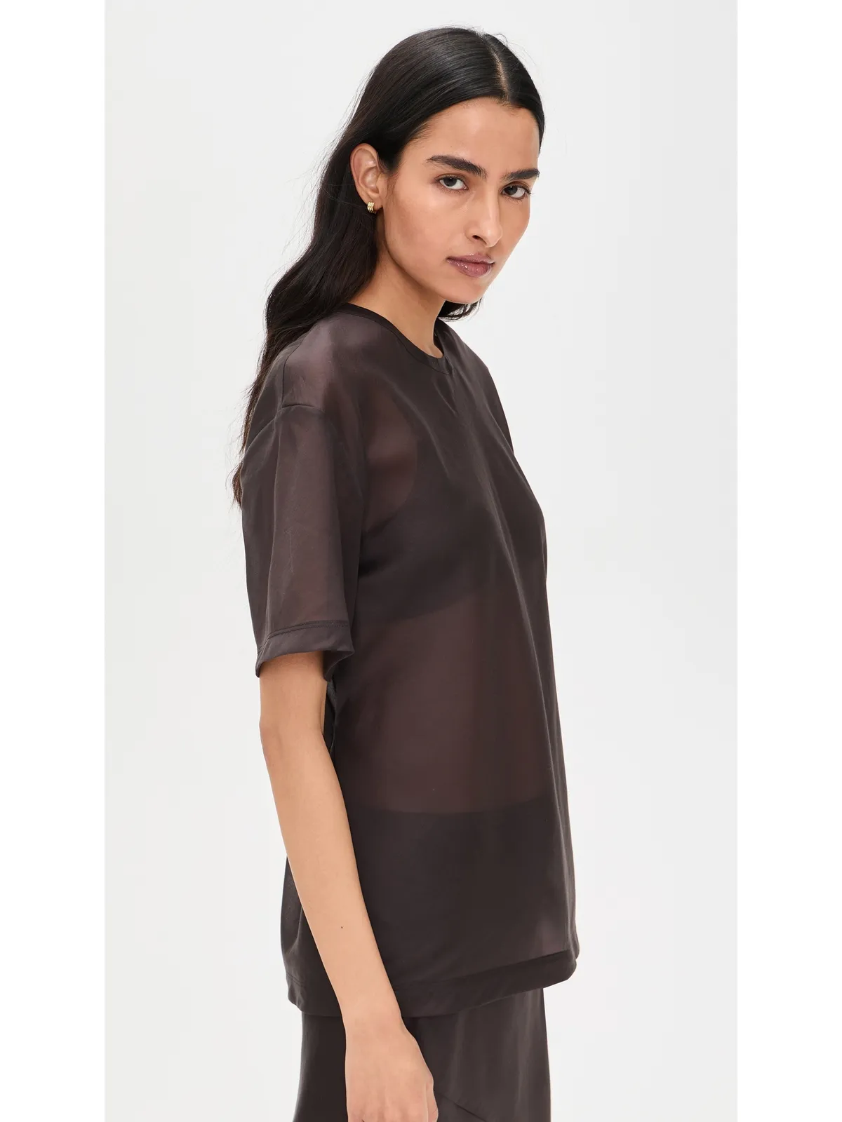 Helmut Lang シアーリラックスエアリーティー ブラウン - 画像4