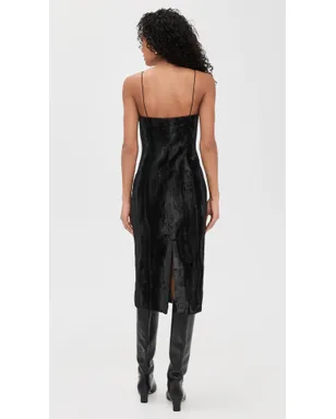 Helmut Lang フェイクポニーヘア ミディドレス ブラック - サムネイル3