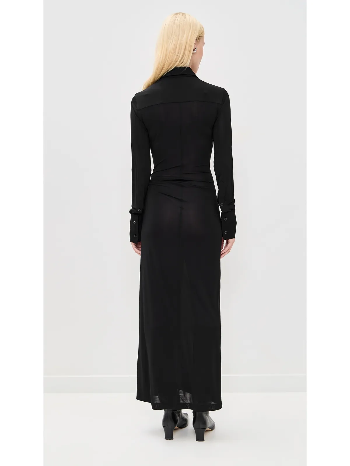 Helmut Lang ツイストシャツドレス ブラック - 画像3
