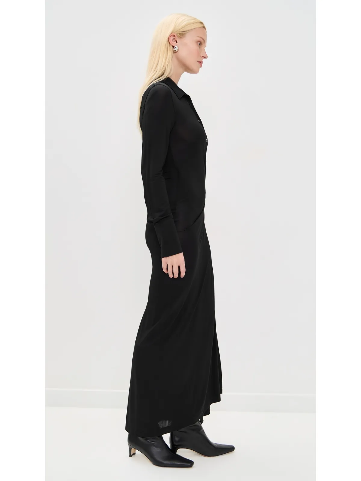 Helmut Lang ツイストシャツドレス ブラック - 画像4