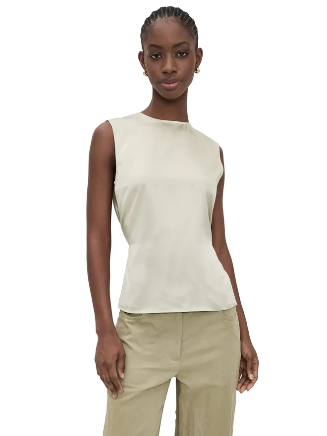 Helmut Lang Helmut Lang シルクスカーフ ドレープトップ グリーンティーの商品画像