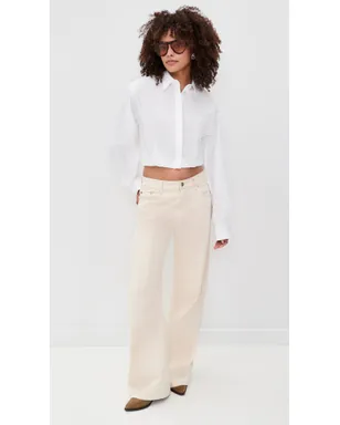 Helmut Lang クロップド ギャザー シャツ（ホワイト） - サムネイル5